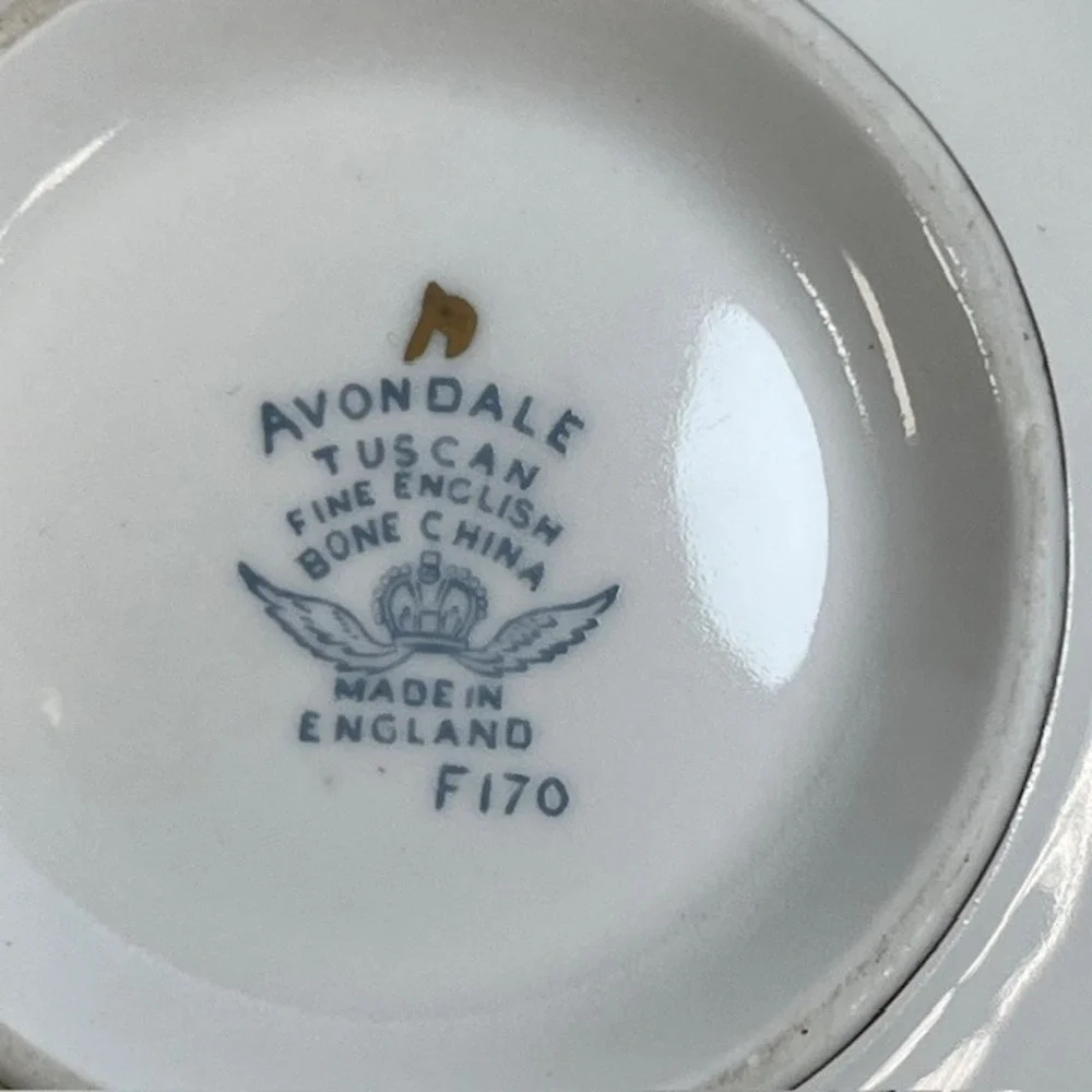 Tuscan Avondale Fine‎ Bone China Cream Bowl Blue Floral Gold Trim F170 England